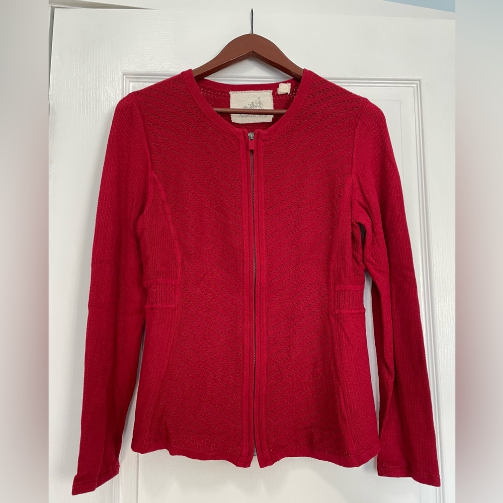 Angel of the North Red Peplum Zip-up Cardigan